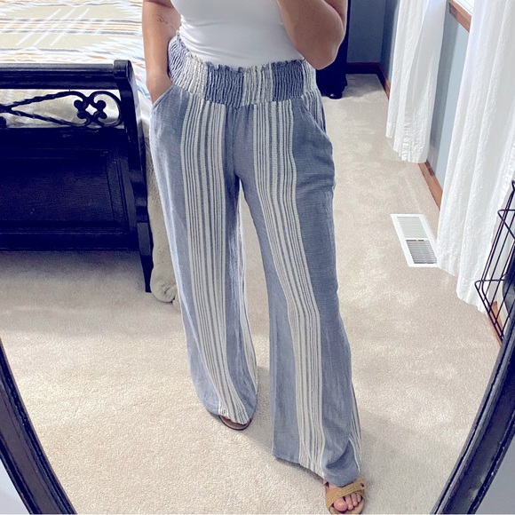 Elan Striped High Waisted Wide Leg Pants - Picture 1 of 16